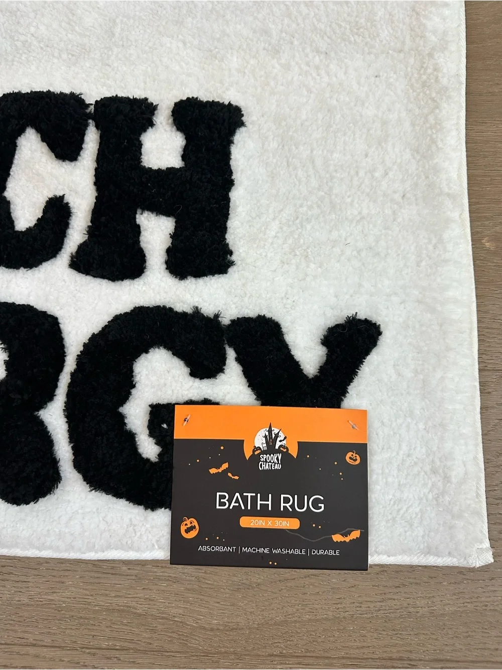 Spooky Chateau Bad Witch Energy Halloween Bath Rug 20x30 Black White NWT